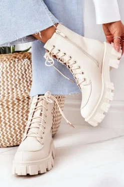 Ocieplane Botki Workery Beżowe World Is Mine