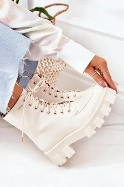 Ocieplane Botki Workery Beżowe World Is Mine