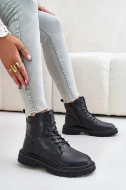 Ocieplane Botki Workery Damskie Big Star OO274A126 Czarne