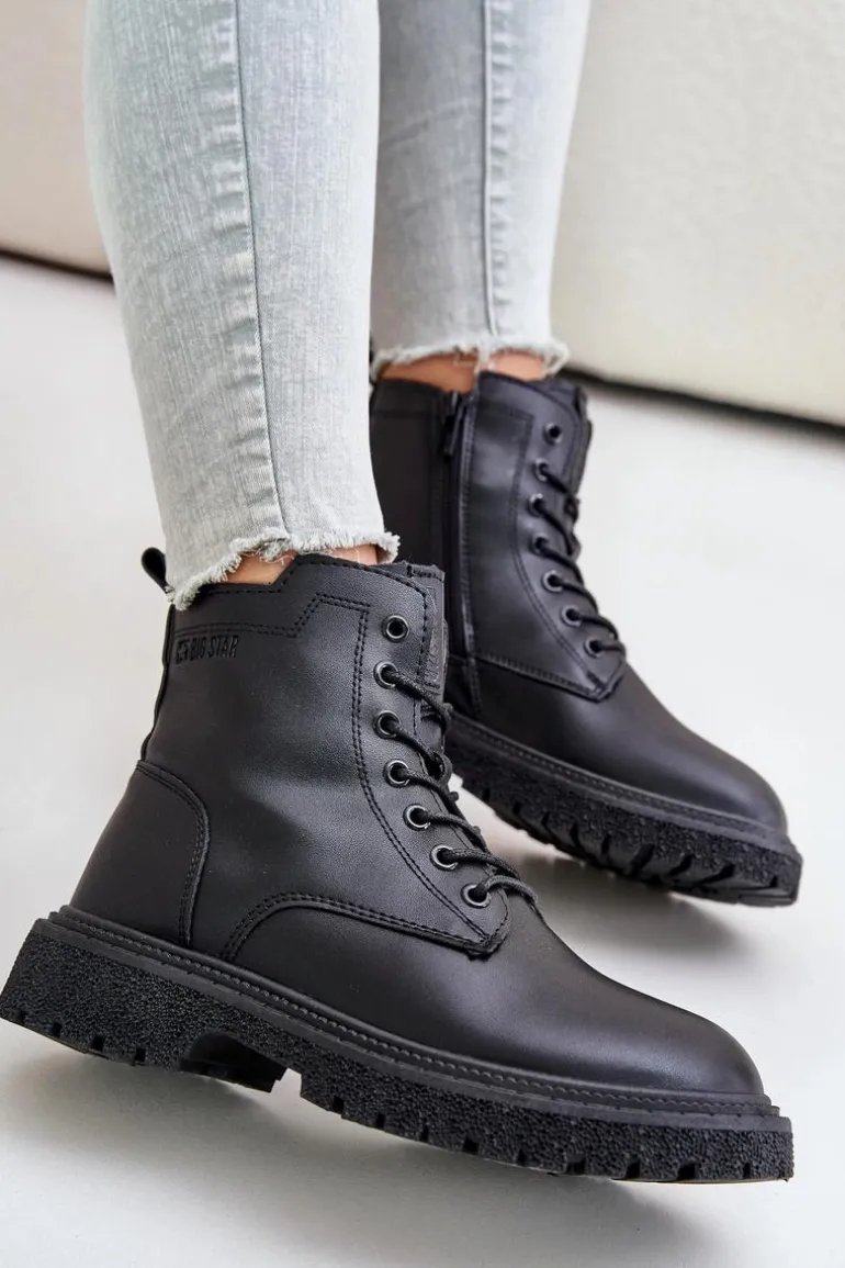 Ocieplane Botki Workery Damskie Big Star OO274A126 Czarne