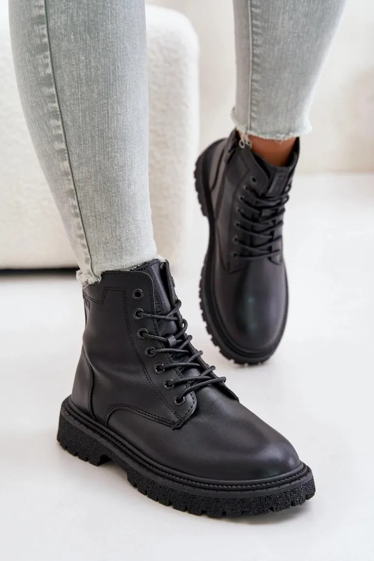 Ocieplane Botki Workery Damskie Big Star OO274A126 Czarne