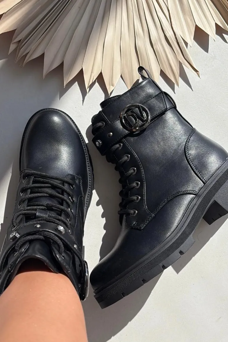 Ocieplane Botki Workery Damskie Z Ozdobnym Detalem Czarne Talyssa