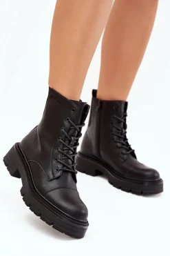 Ocieplane Botki Workery Damskie Big Star OO274140 Czarne