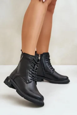 Ocieplane Botki Workery Damskie Ze Skóry Naturalnej Vinceza 7920 Czarne