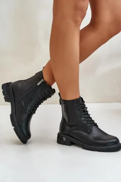 Ocieplane Botki Workery Damskie Ze Skóry Naturalnej Vinceza 7920 Czarne