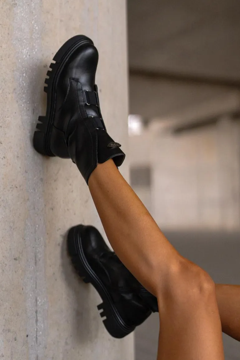 Ocieplane Botki Workery Damskie Na Zamek Eko Skórzane Czarne Mailyra