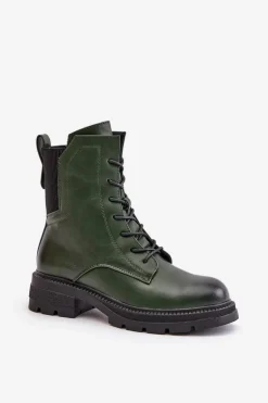 Ocieplane Botki Workery Na Zamek Zielone Leairae