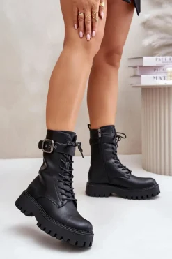 Ocieplane Botki Workery Z Klamrą Big Star OO274137 Czarne