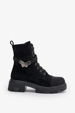 Ocieplane Botki Workery Ze Zdobieniem S.Barski HY42-281 Czarne