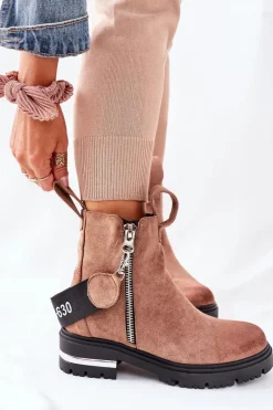 Ocieplane Botki Z Suwakiem Brązowe Cortona