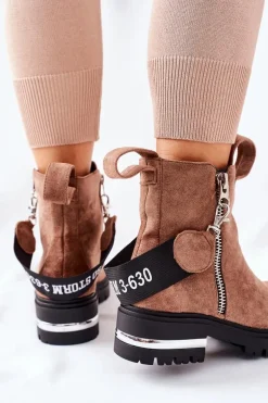 Ocieplane Botki Z Suwakiem Brązowe Cortona