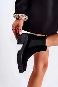 Ocieplane Damskie Botki Na Suwak Czarne Lenaris