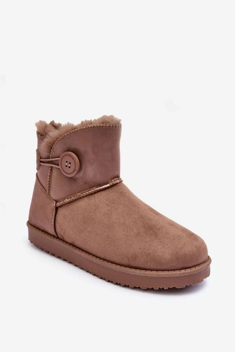 Ocieplane Damskie Śniegowce Z Ozdobą Ciemnobeżowe Siriol