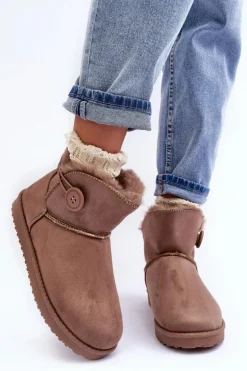 Ocieplane Damskie Śniegowce Z Ozdobą Ciemnobeżowe Siriol