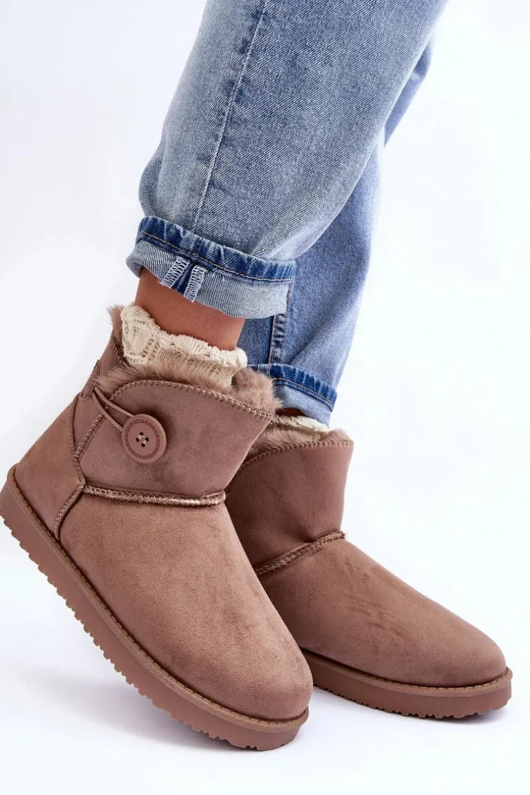 Ocieplane Damskie Śniegowce Z Ozdobą Ciemnobeżowe Siriol