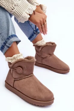 Ocieplane Damskie Śniegowce Z Ozdobą Ciemnobeżowe Siriol