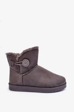 Ocieplane Damskie Śniegowce Z Ozdobą Szare Siriol