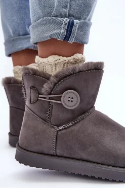 Ocieplane Damskie Śniegowce Z Ozdobą Szare Siriol