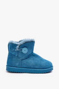 Ocieplane Damskie Śniegowce Z Ozdobą Niebieskie Siriol