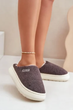 Ocieplane Kapcie Na Grubej Podeszwie Big Star MM274134 Ciemnoszare