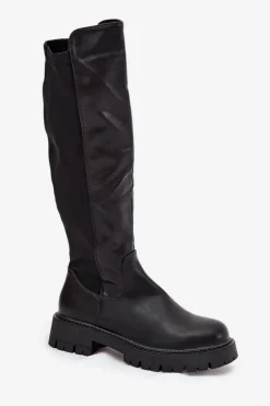 Ocieplane Kozaki Damskie Na Zamek Czarne Harlina