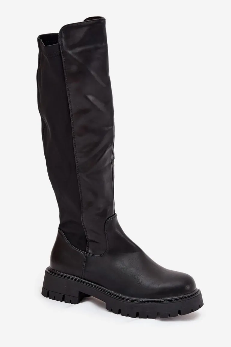 Ocieplane Kozaki Damskie Na Zamek Czarne Harlina