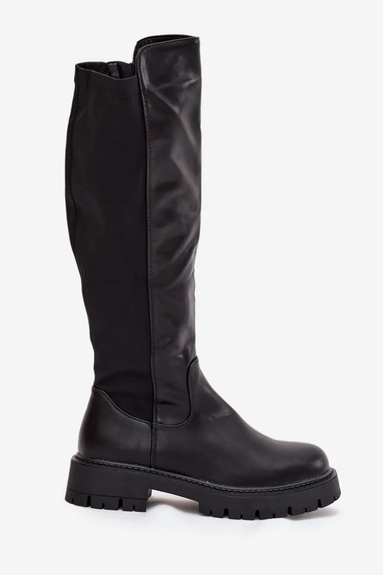 Ocieplane Kozaki Damskie Na Zamek Czarne Harlina