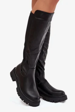 Ocieplane Kozaki Damskie Na Zamek Czarne Harlina