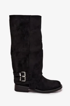 Ocieplane Kozaki Damskie Z Klamrami Czarne Umbria