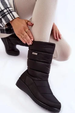 Ocieplane Śniegowce Na Koturnie Czarne Calena
