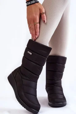 Ocieplane Śniegowce Na Koturnie Czarne Calena