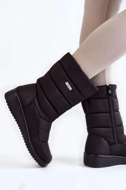 Ocieplane Śniegowce Na Koturnie Czarne Calena