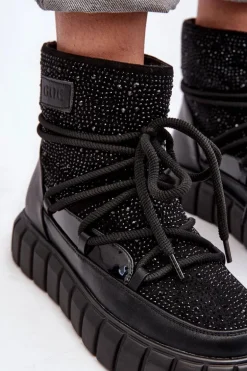 Ocieplane Śniegowce Zdobione Dżetami GOE MM2N4080 Czarne