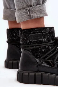 Ocieplane Śniegowce Zdobione Dżetami GOE MM2N4080 Czarne