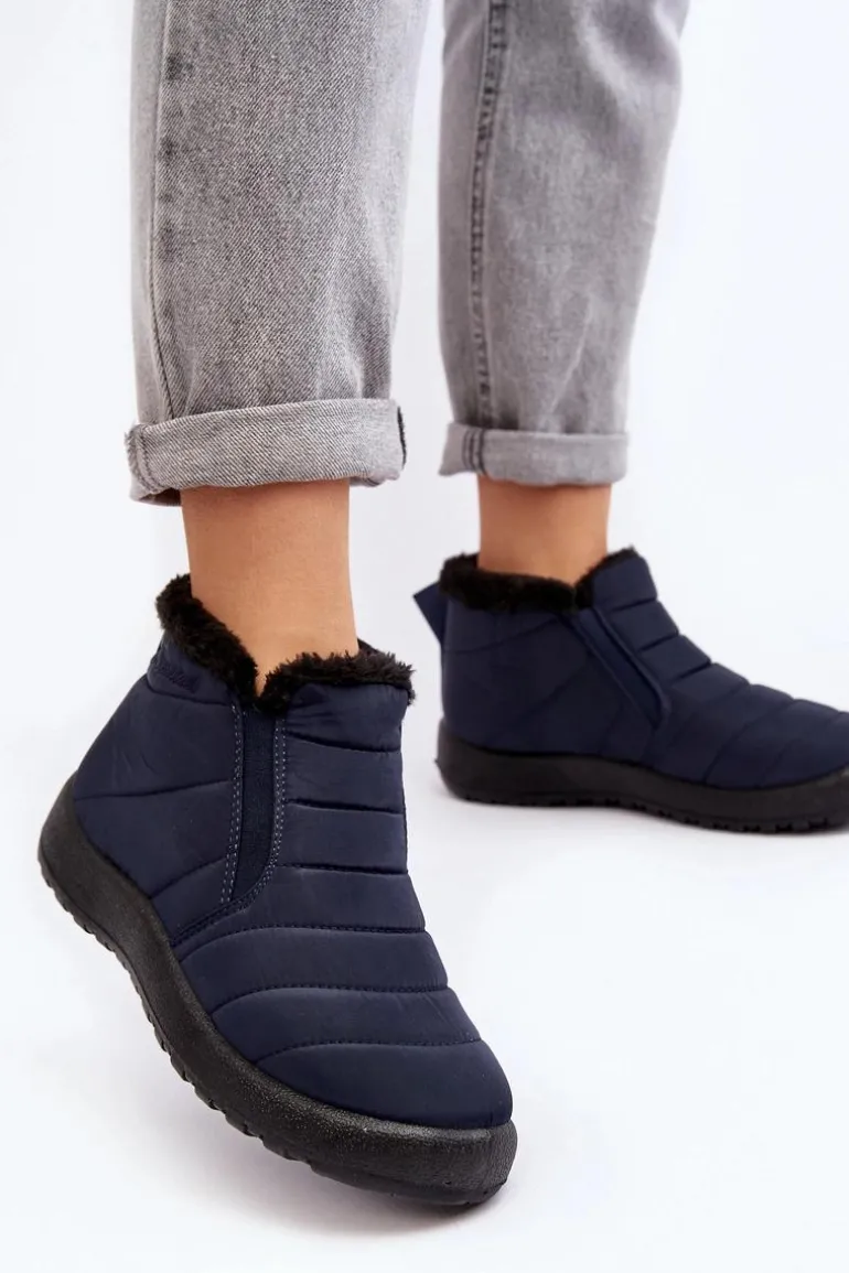 Ocieplane Niskie Damskie Śniegowce Granatowe Enmore
