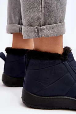 Ocieplane Niskie Damskie Śniegowce Granatowe Enmore