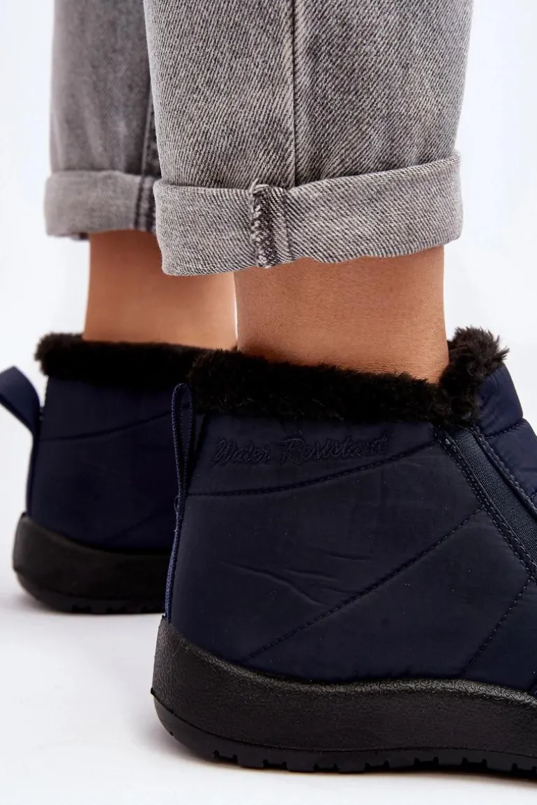 Ocieplane Niskie Damskie Śniegowce Granatowe Enmore