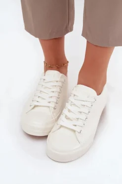 Ocieplane Niskie Trampki Damskie Big Star OO274927 Białe