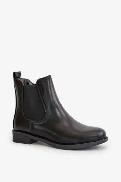 Ocieplane Płaskie Botki Sztyblety Na Zamek Czarne Tinra