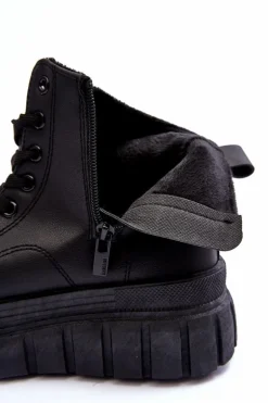 Ocieplane Skórzane Trampki Na Zamek Big Star MM274625 Czarne