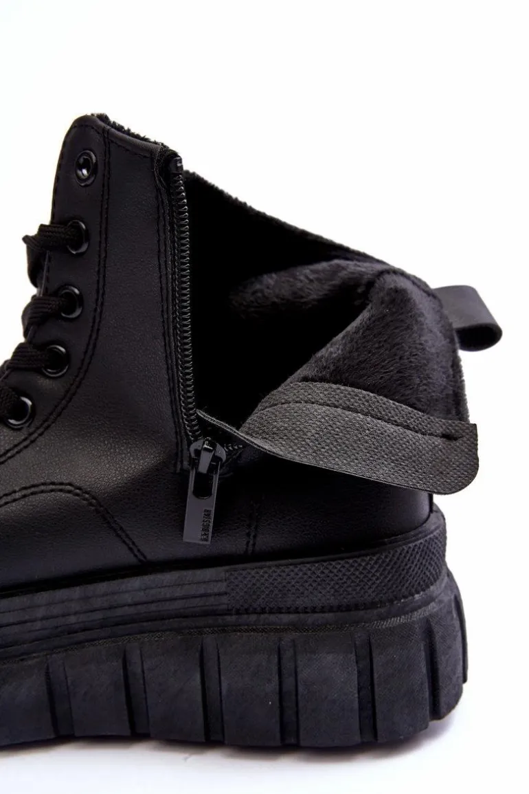 Ocieplane Skórzane Trampki Na Zamek Big Star MM274625 Czarne