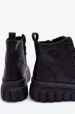 Ocieplane Skórzane Trampki Na Zamek Big Star MM274625 Czarne