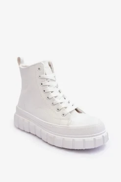 Ocieplane Skórzane Trampki Na Zamek Big Star MM274624 Białe