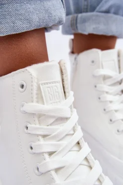 Ocieplane Skórzane Trampki Na Zamek Big Star MM274624 Białe