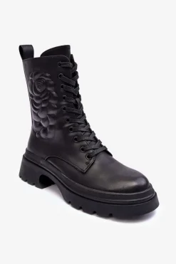 Ocieplane Skórzane Workery Botki S.Barski MR870-25 Czarne