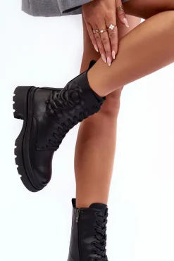 Ocieplane Skórzane Workery Botki S.Barski MR870-25 Czarne