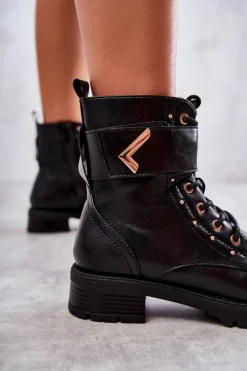 Ocieplane Skórzane Wężowe Botki Czarne Colira