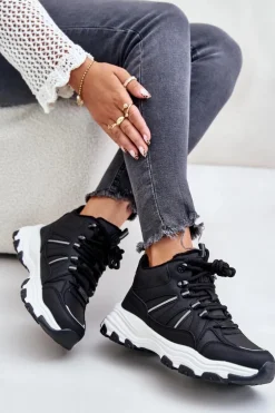 Ocieplane Sneakersy Damskie Big Star OO274A160 Czarne