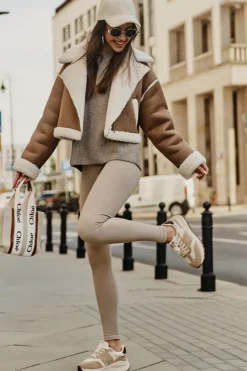 Ocieplane Sneakersy Damskie Skórzane Big Star OO274A317 HI-POLY SYSTEM Beżowe