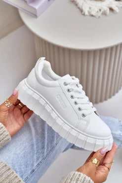 Ocieplane Sneakersy Damskie Big Star MM274616 Białe